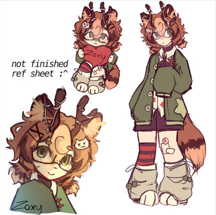 fullbody/chibi sketch + colors and headshot render